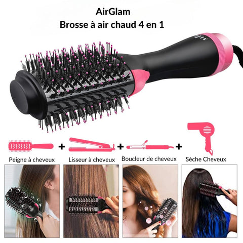 AirGlam - Brosse sèche cheveux* 4 en 1